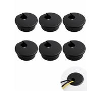 DLPRK Lot de 6 œillets de Bureau, Passe-câble de Bureau 50mm, Solution Idéale pour Le Bureau et la Maison, Câble de Table avec Scie Cloche, Passage de Câble et Cache Câble Bureau (Noir)