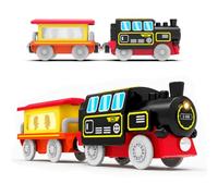 DLQPY Train de Locomotives à Piles, Train Electrique Connexion Magnétique,Électrique Haute Vitesse avec Phares Avant et Son, Compatible avec Les Chemins de Fer en Bois Thomas, Brio, pour Dès 3 Ans