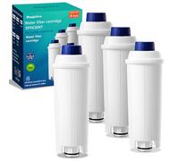 DLSC002 Lot de 4 filtres à eau de rechange pour machines à café De'longhi, filtre adoucisseur d'eau à charbon actif, compatible avec Magnifica Evo, Dinamica, Eletta, ECAM, ESAM, ETAM, BCO410/420