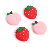 DLseego Capuchon Poignée Pouce Compatible avec Switch 2,4PCS Kawaii Carnet 3D Joystick Cover,Silicone Antidérapant et Confort Accru Capuchon de Protection pour Manette NS 2,Fraises+Pêches