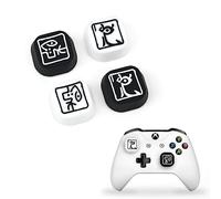 DLseego Capuchons de poignée de Pouce Compatible avec PS4 PS5 Xbox 360 Xbox One Controller,Silicone Thumbstick Capuchons Grip Accessoire,Noir-Blanc Badge