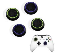 DLseego Capuchons de Poignée de Pouce pour PS4 PS5 Xbox Contrôleur,Silicone 4PCS Thumbstick Grips Points Clouté Design Joystick Controller Pouce Poignée Capuchon Covers,Violet+Jaune