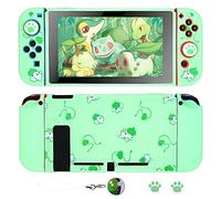 DLseego Coque Compatible avec la Switch,Coque Mince au Toucher Doux avec 2 Capuchons de Poignée de Pouce et Breloque Elf Balls,Absorption des Chocs et Anti-Rayures,Grenouille Verte