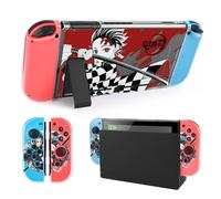 DLseego Coque Compatible avec Switch, Accessoires pour Switch, Coque transparente en PC dur avec housse souple pour Joy-Con, Coque pour Dockable, Design Anti-rayures,Demon Slayer