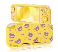 DLseego Coque de protection pour console Switch Lite 2019, coque rigide en PC antidérapante et absorbant les chocs, accessoires de jeux avec 2 capuchons mignons en forme de patte de chat, jaune 1