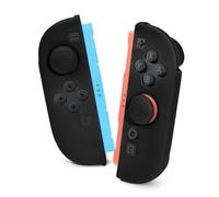 DLseego Coque de Protection pour Switch 2, Silicone Souple Anti-jaunissement Switch 2 Poignée TPC Housse Antidérapant et Anti-rayures Grip Coque avec 2PCS Poignée de Pouce,Noir