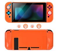 DLseego Coque de Protection pour Switch,Mince Dockable PC Rigide Coque Housse Protecteur Cover avec 2PCS Souple Poignée Cover et 4PCS Capuchons de poignée Switch,Orange