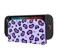 DLseego Coque de Protection Rigide Compatible avec la Station Dock Switch 2,Coque en Silicone PC Heart Leopard,Anti-Rayures et Anti-Poussière pour la Station d'ancrage NS2,Violet