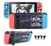 DLseego Coque pour Nintendo Switch,Housse de Protection Rigide Transparente à Paillettes et Dockable,avec Housse Souple pour Le Joycon de la Switch, avec 2 Poignées Couvre Pouce,Lapin de l'espace