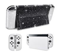 DLseego Coque pour Nintendo Switch OLED Modèle 2021,Coque de Protection à Paillettes pour Switch OLED Console, Transparente