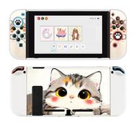 DLseego Coque Pour Original Switch,Mignon Chat Dockable Housse,Blanc
