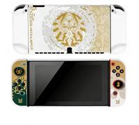 DLseego Coque pour Switch OLED,Mince Cool Dockable Protecteur Coque,Étui en PC Dur Cover avec Joycon Cover et Capuchons de Poignée de Pouce Compatible avec Switch OLED,Blanc Jaune