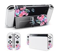 DLseego Coque pour Switch OLED,Switch Accessoires,Coque de Protection Rigide Transparente,Housse de Protection de la Switch OLED avec Design Anti-Rayures, Fleur de pêcher, Fleur de pêcher