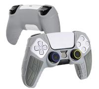 DLseego Coque Protection pour ps5 Manette,Souple Silicone Coque Ergonomique Antidérapante pour Manette PS5 avec 4 Capuchons de Joystick,Gris
