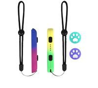 DLseego Dragonne pour Switch Joy-C,1 paire de Dragonnes pour Switch avec 2 Capuchons de Poignée Pouce,Dragonne pour Switch avec Verrouillage Automatique et Serrage Réglable,Vert+Violet