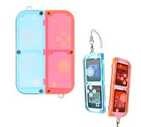 DLseego Étui de Cartes de Jeu pour Switch/Switch OLED/Switch Lite,Crystal Mini Rangement Switch pour Cartes de Jeu Switch with 4 Card Slots,Suspendable Portable,Transparent Rouge+Bleu
