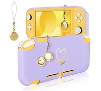 DLseego Étui de Protection pour Switch Lite,Souple Cœur d'or Switch Lite Housse Résistant aux Chocs Anti-Rayure Coque Design avec Breloque Blink en Laiton pour Ordinateur de Poche-Violet