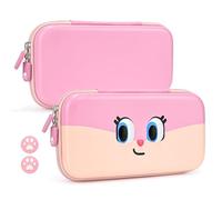 DLseego Étui de Transport Compatible avec Switch/Switch OLED,Mignon Chat Solide Portable Voyage Switch Mallette de Transport,Switch Housse de Transport avec 2PCS Capuchons Poignée de Pouce,Rose