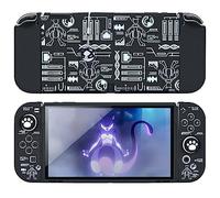 DLseego Étui Protecteur Compatible avec Switch OLED,Coque Mince et Douce au Toucher avec 2 Capuchons de Poignée de Pouce et Breloque Boule D'elfe,Absorption des Chocs et Anti-Rayures,Machine Noire