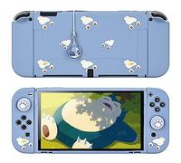 DLseego Étui Protecteur Compatible avec Switch OLED,Coque Mince et Douce au Toucher avec 2 Capuchons de Poignée de Pouce et Breloque Boule D'elfe,Absorption des Chocs et Anti-Rayures,Gris Bleu