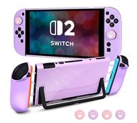 DLseego Housse de Protection pour Switch 2,Dockable Dur Coque Anti-Rayures et Antichoc Skin de Protection et Silicone Souple 2PCS Poignée Mallette avec 4PCS Capuchon de Joystick,Violet