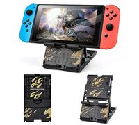 DLseego Play Stand Support pour Switch,Playstand Support Ajustable pour Switch OLED/Lite,Support Portable Pliable avec Fente pour Switch Carte de Jeu, Antidérapant, Dragon doré