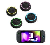 DLseego Poignées de Pouce Compatibles avec la Switch 2,4PCS Silicone Souple Capuchon de Stick de Pouce Antidérapant Cover du Joystick,Noir