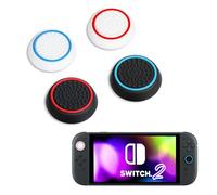 DLseego Poignées de Pouce Compatibles avec la Switch 2,4PCS Silicone Souple Capuchon de Stick de Pouce Antidérapant Cover du Joystick,Noir+Bleu