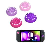 DLseego Poignées de Pouce Compatibles avec la Switch 2,4PCS Silicone Souple Capuchon de Stick de Pouce Antidérapant Cover du Joystick,Violet+Rose