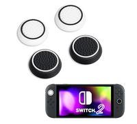 DLseego Poignées de Pouce Compatibles avec la Switch 2,4PCS Silicone Souple Capuchon de Stick de Pouce Antidérapant Cover du Joystick,Noir+Blanc
