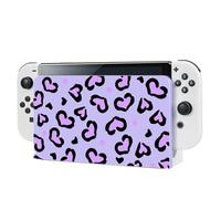 DLseego Protection Compatible avec la Switch OLED Station d'accueil,Cœur Mince Motif Léopard Rigide OLED Station d'accueil Coque,Violet