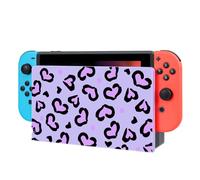 DLseego Protection Compatible avec la Switch Station d'accueil,Cœur Mince Motif Léopard Rigide Switch Station d'accueil Coque,Violet