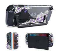 DLseego Protection Compatible avec Switch 2,Coque Slim Anti-Rayures avec Joli Imprimé Fleurs Coque Rigide de Protection en PC pour Switch 2 avec 2 Coques Souples Joy-C Handle,Dentelle Papillon