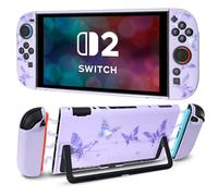 DLseego Protection pour Switch 2 2025,Coque Rigide PC Fine,Résistante aux Chocs et aux Rayures,Compatible avec la Station d'accueil,Housse Élégante au Design Papillon avec 2 Poignées Cover,Violet