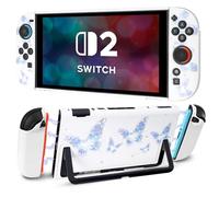 DLseego Protection pour Switch 2 2025,Coque Rigide PC Fine,Résistante aux Chocs et aux Rayures,Compatible avec la Station d'accueil,Housse Élégante au Design Papillon avec 2 Poignées Cover,Blanc