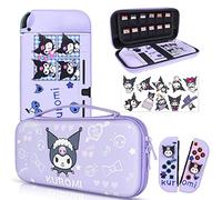 DLseego Switch Case Set Étui de Transport Violet avec 12 Fentes Mignon Silicone Housse de Protection Soft Cover avec 4PCS Lovely Capuchons de Poignées de Pouce et 1PCS Kawaii Autocollant-Violet