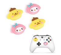 DLseego Thumbsticks pour ps5 pour ps4 Manette,Cute Anime thème Silicone Joystick Grips Caps Accessoire pour Xbox Series X/S, Xbox One, Switch Pro Controller,4 PCS-Bunny et Chien Jaune