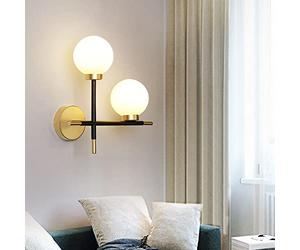 DLSixYi Nordique Fer Boule de Verre Applique Magique Haricot Globe moléculaire métal Applique Murale intérieur Moderne luminaire Applique Salon Cuisine allée Couloir E27 décor éclairage