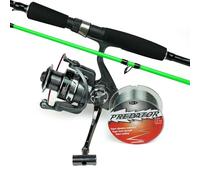 DLT Eraser - Jeu de canne à truite MH - 2,40 m - 7-36gr - Canne à lancer - Moulinet de pêche - Ligne de pêche