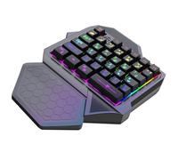DLUKENY Clavier de jeu professionnel à une main - LED - 35 touches - Petit cordon - Pour joueur PC - Repose-poignet ergonomique - Clavier mécanique portable