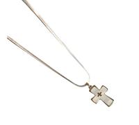 DLUKENY Collier avec pendentif élégant à double croix - Longueur réglable - Bijou tendance, Acier titane