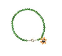 DLUKENY Collier avec pendentif en forme de fleur à la mode en verre robuste adapté pour un usage quotidien décontracté et élégant, Pierre œil de chat + émaillée