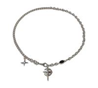DLUKENY Collier avec pierres précieuses noires tendance pour les femmes à la mode qui apprécient les bijoux distinctifs, Acier titane
