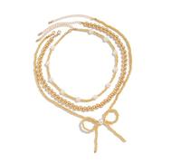 DLUKENY Collier de perles réglable avec nœud - Accessoire polyvalent pour les amateurs de mode, Métal