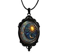 DLUKENY Collier élégant avec pendentif et découpes complexes de soleil et de lune pour une touche d'élégance, bijou de cou tendance pour le quotidien