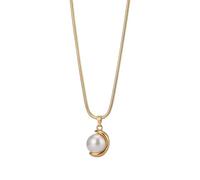 DLUKENY Collier en acier inoxydable avec fausses perles géométriques pendentif clavicule chaîne longueur réglable pour femme, Acier inoxydable