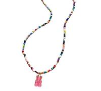 DLUKENY Collier ours ludique avec perles de riz - Élégant pendentif en forme d'ours - Accessoire de cou élégant pour un usage quotidien, Acrylique