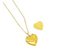 DLUKENY Collier ras du cou à longueur réglable avec médaillon en forme de cœur gravé, Acier titane