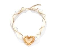 DLUKENY Collier ras du cou réglable en perles et maille pour femme avec des designs simples et élégants pour les amateurs de mode, Perle, maille, alliage