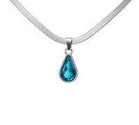 DLUKENY Collier ras du cou tendance en acier inoxydable avec pendentif en forme de goutte et cristal fait à la main pour fêtes et rassemblements, Laser crystal, Acier inoxydable
